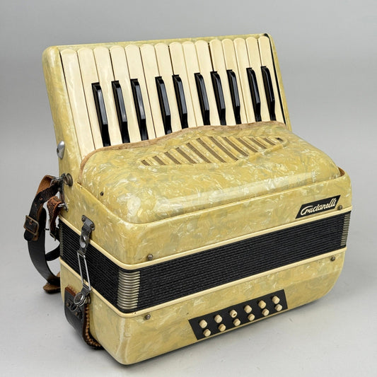 Vintage Crucianelli Accordion Made in Italy Cream Pearl Keys Straps -WORKS