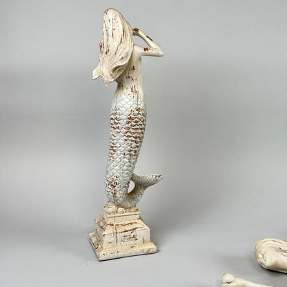 Wood Mermaids Wall Decor Set Nautical Coastal Beach Home Accent