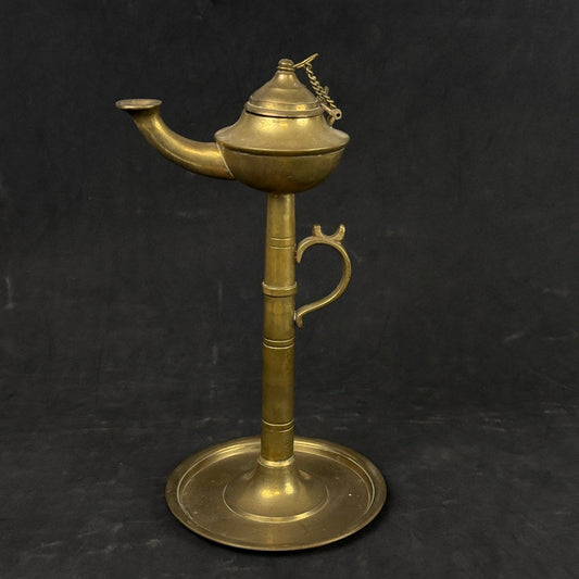 Vintage Brass Oil Lamp with Lif and Wick from India Aladdin Lamp