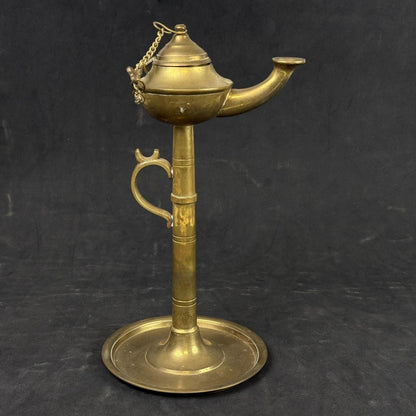 Vintage Brass Oil Lamp with Lif and Wick from India Aladdin Lamp