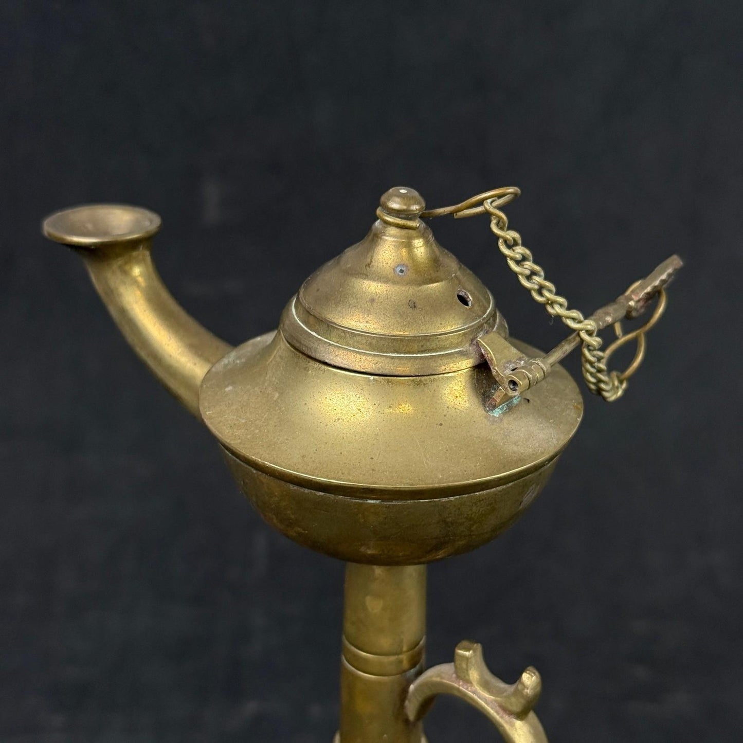 Vintage Brass Oil Lamp with Lif and Wick from India Aladdin Lamp