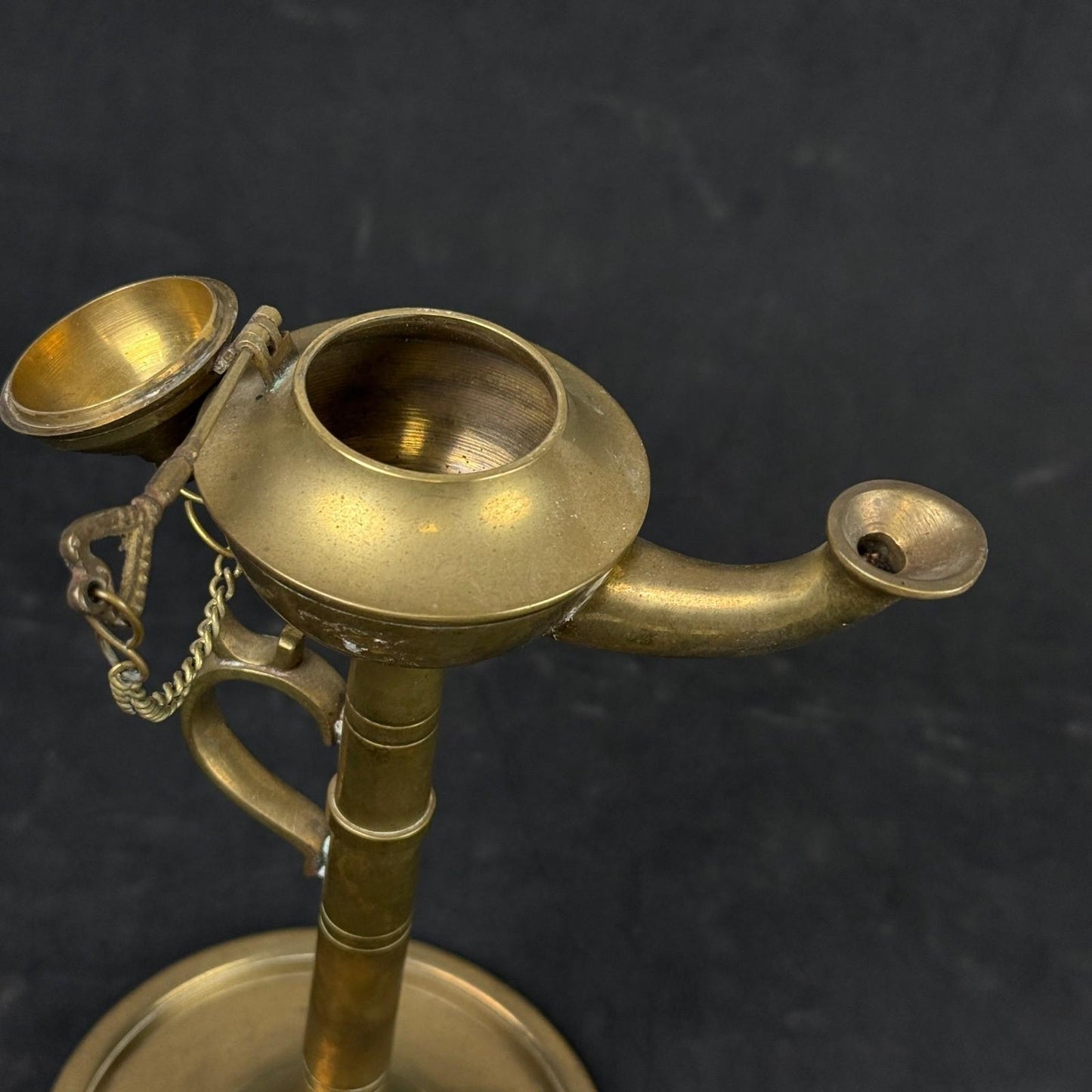 Vintage Brass Oil Lamp with Lif and Wick from India Aladdin Lamp