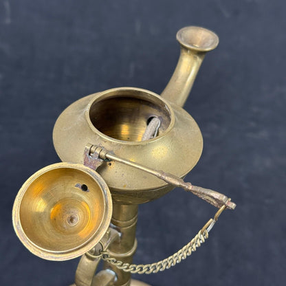 Vintage Brass Oil Lamp with Lif and Wick from India Aladdin Lamp