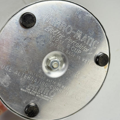 Mirro-Matic Electric Percolator 8 Cup Aluminum Glass Lid - TESTED