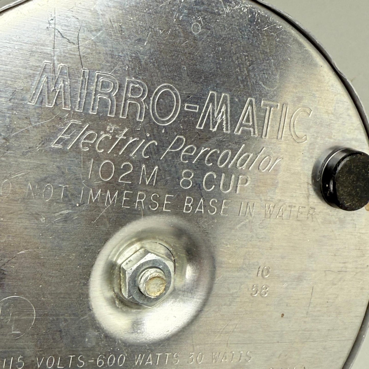 Mirro-Matic Electric Percolator 8 Cup Aluminum Glass Lid - TESTED