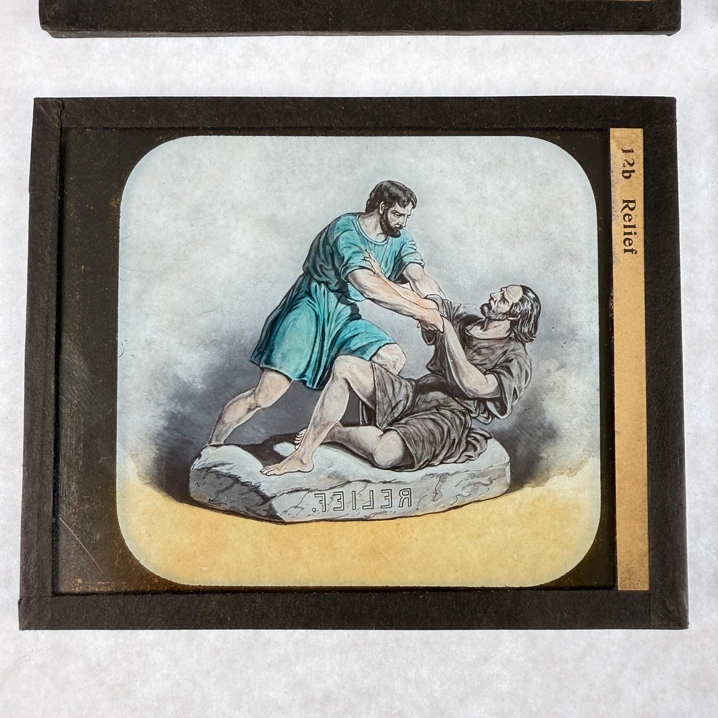 RARE 4 Antique Masonic Magic Lantern Slides Hand-Colored c.1890 Fraternal Tenets