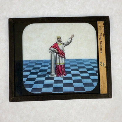 RARE 4 Antique Masonic Magic Lantern Slides 3 Grand Masters Hand-Colored c.1890