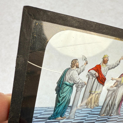 RARE 4 Antique Masonic Magic Lantern Slides 3 Grand Masters Hand-Colored c.1890