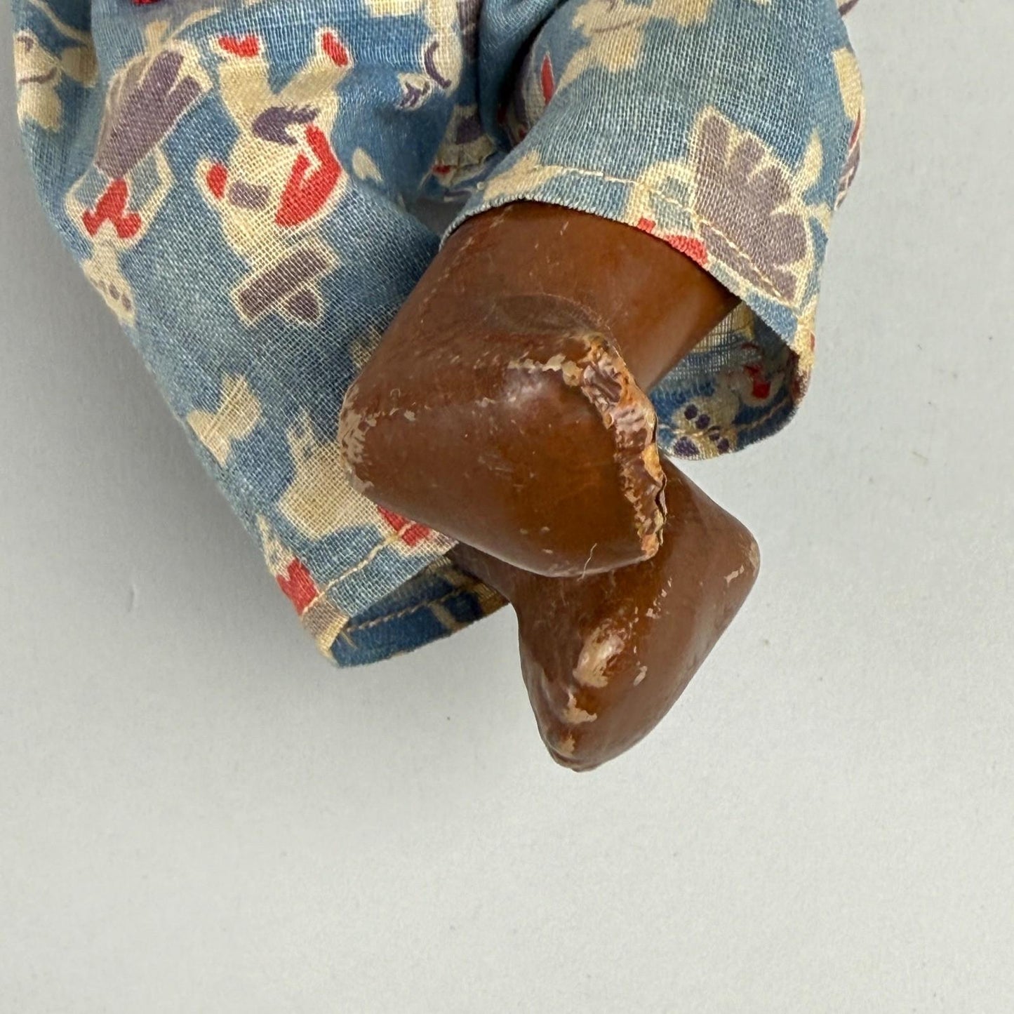 Vintage Topsy African American Child Composition Doll with Blue Overalls 10"