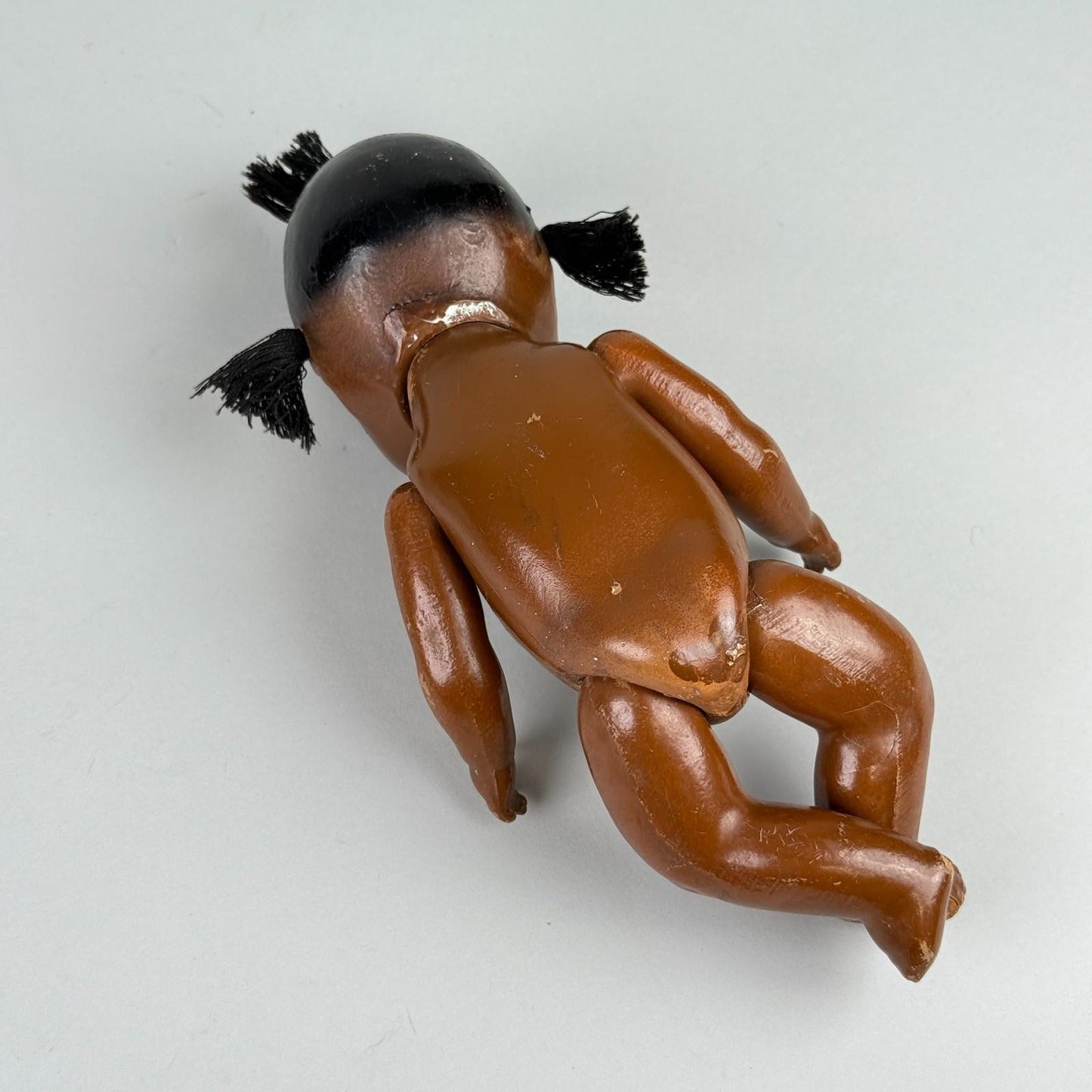 Vintage Topsy African American Child Composition Doll with Blue Overalls 10"