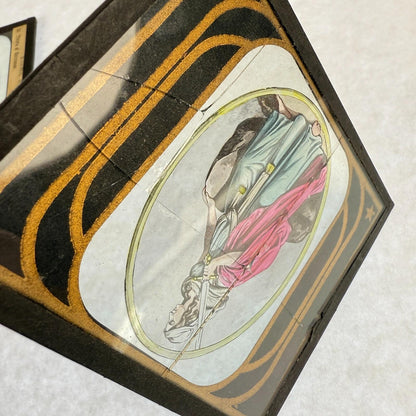 RARE 5 Antique Masonic Magic Lantern Slides Cardinal Virtues Hand-Colored c.1890