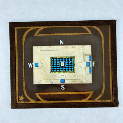 RARE 4 Antique Masonic Magic Lantern Slides Floor, Gates Hand-Colored c.1890