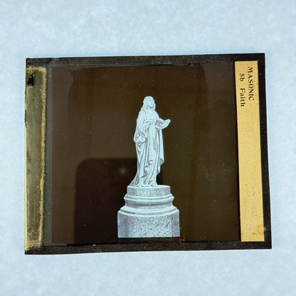 RARE 4 Antique Masonic Lantern Slides Virtue Statues c.1890 Complete Series