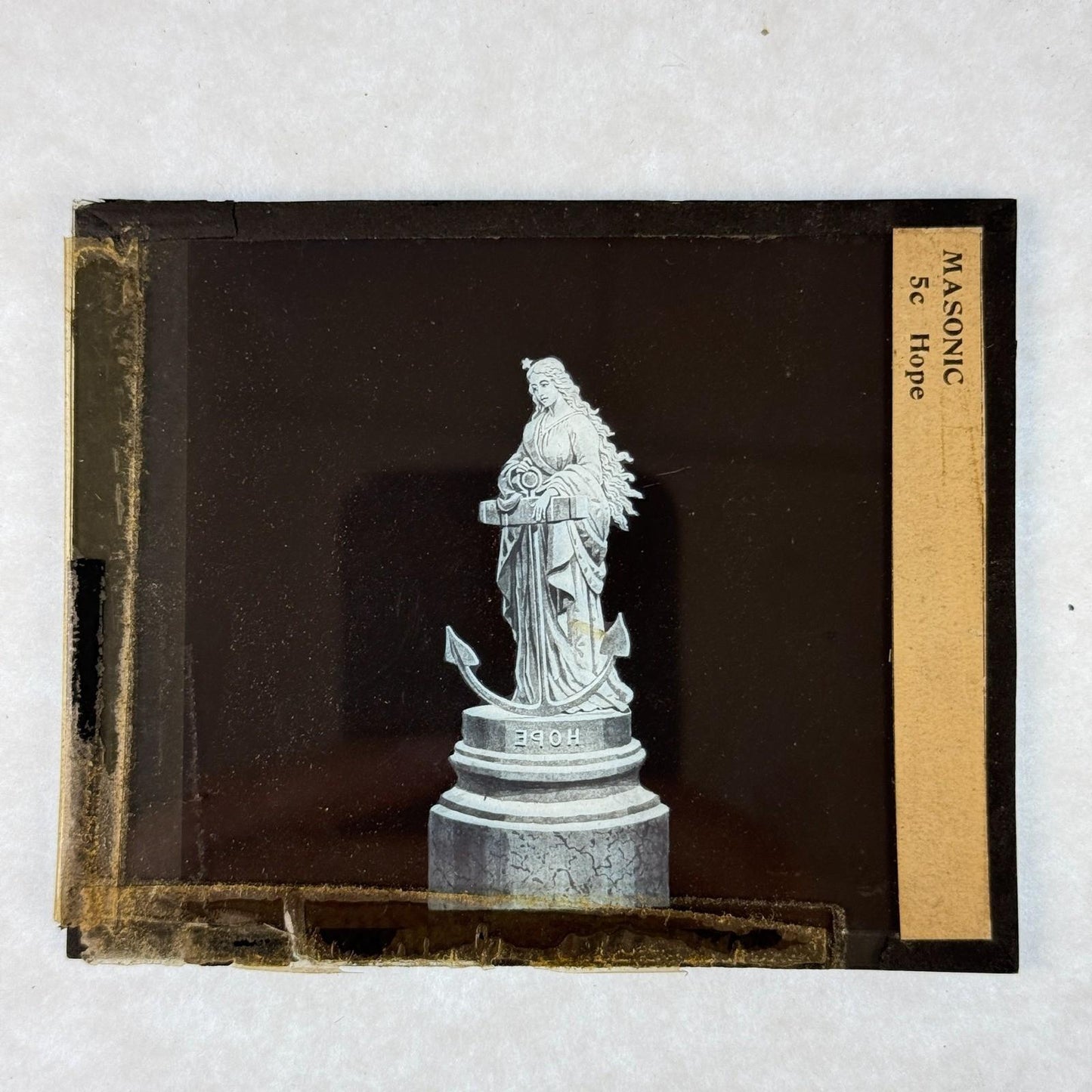 RARE 4 Antique Masonic Lantern Slides Virtue Statues c.1890 Complete Series