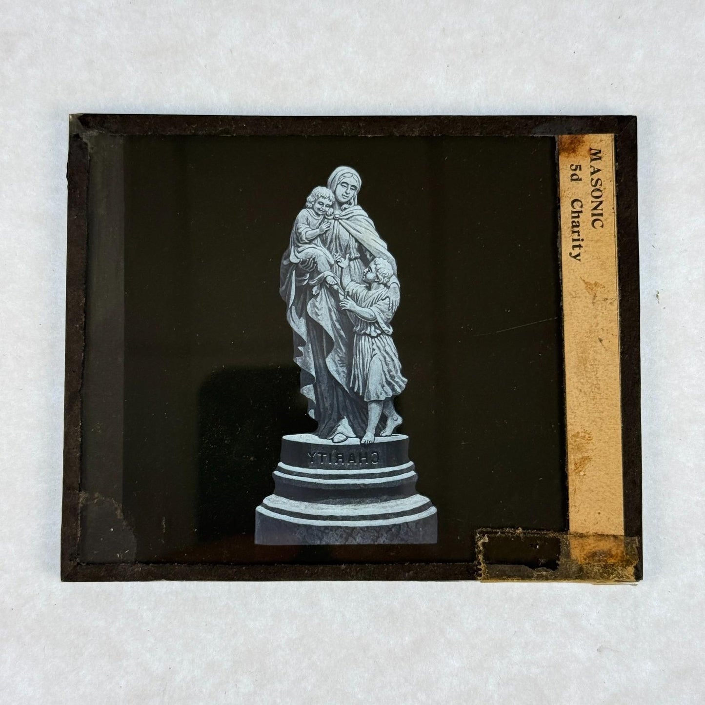 RARE 4 Antique Masonic Lantern Slides Virtue Statues c.1890 Complete Series