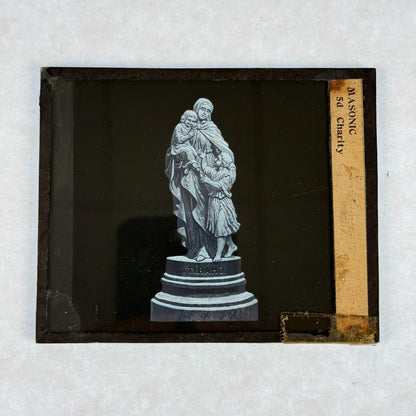 RARE 4 Antique Masonic Lantern Slides Virtue Statues c.1890 Complete Series