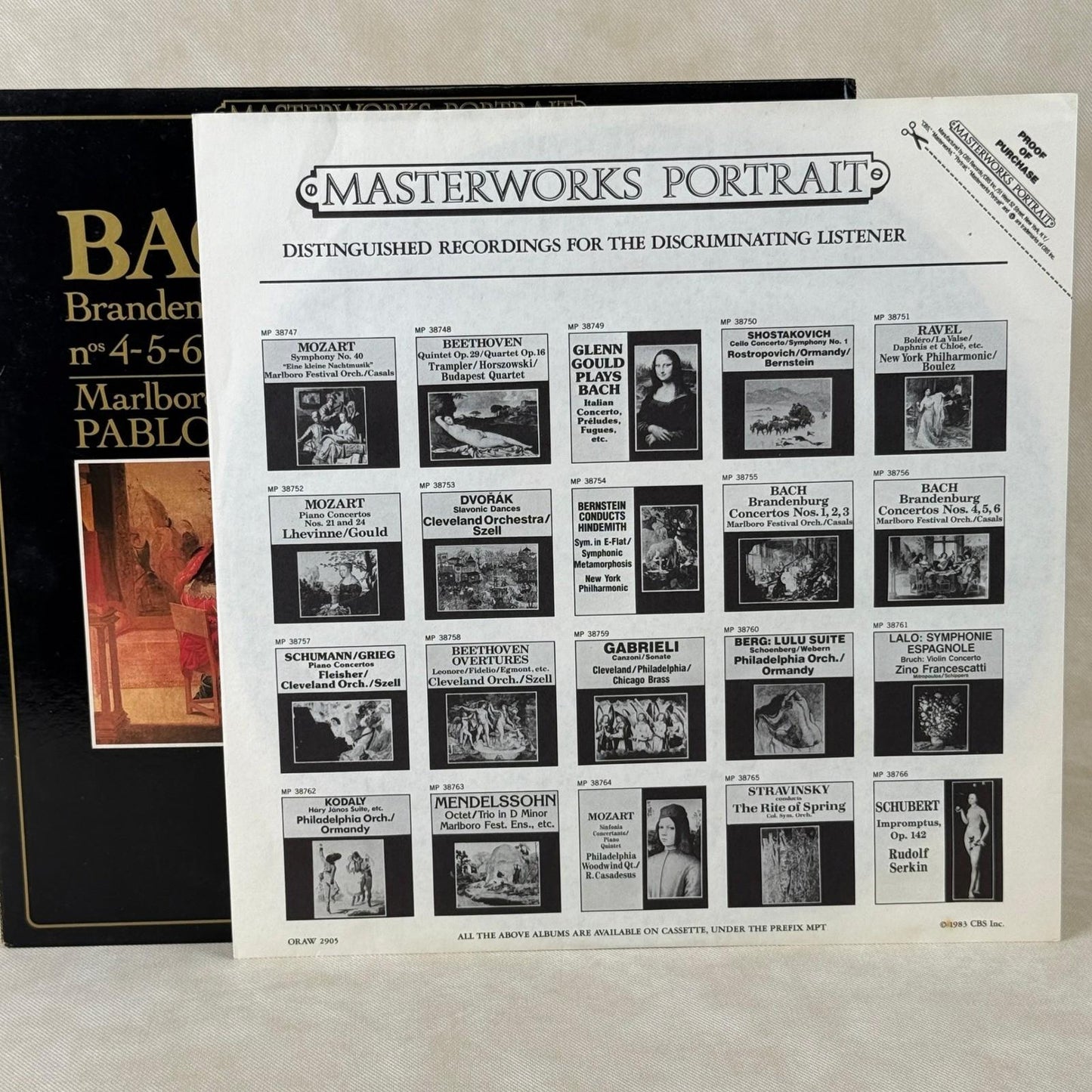CBS Bach Brandenburg Concertos Vol II Pablo Casals Marlboro Vinyl Record NM