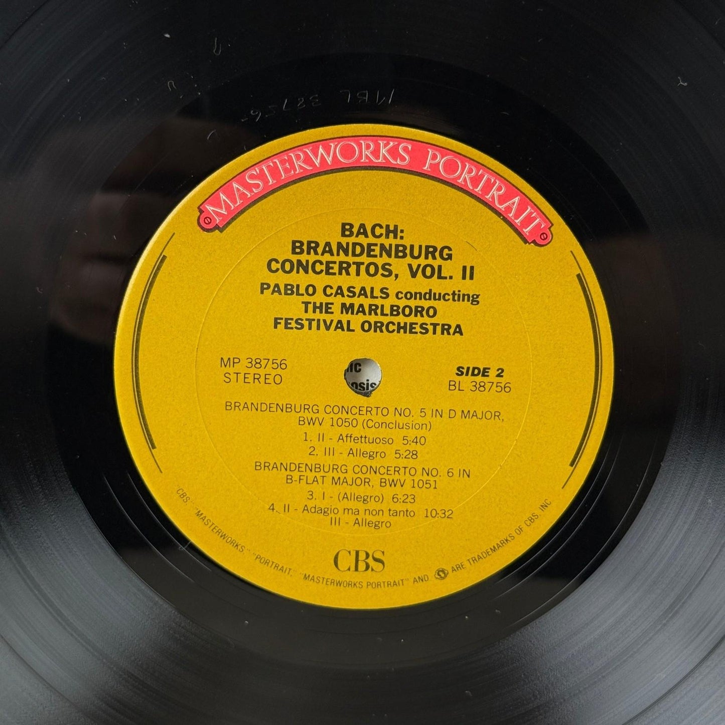 CBS Bach Brandenburg Concertos Vol II Pablo Casals Marlboro Vinyl Record NM