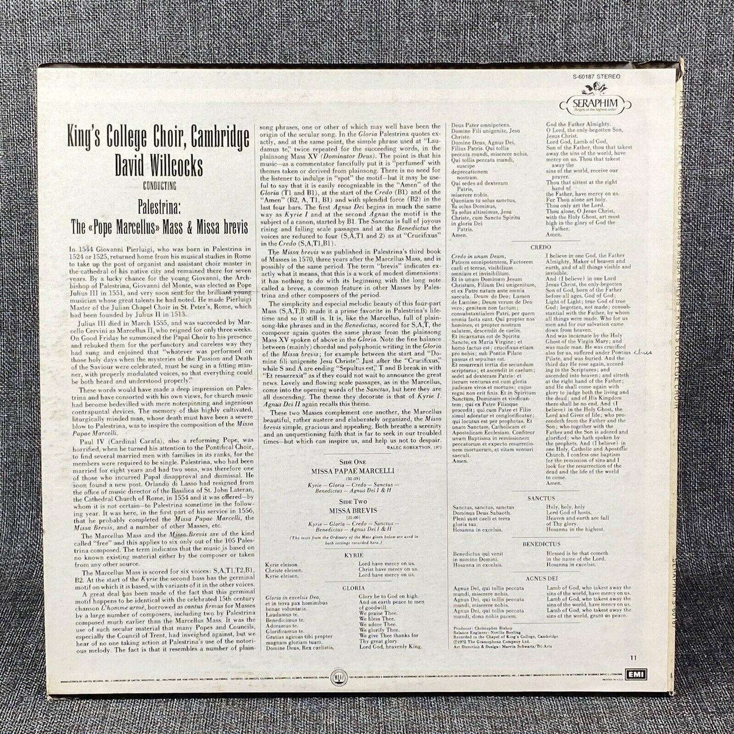 King's College Choir, Cambridge The Pope Marcellus Mass and Missa brevis Vinyl