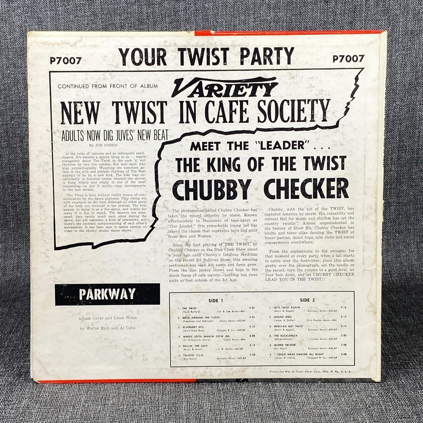 CHUBBY CHECKER  LP Your Twist Party 1960  Parkway Nono Vinyl