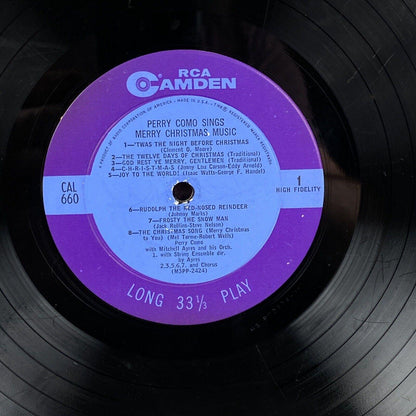 The Perry Como Christmas Album RCA Camden Vinyl LP CAL-660 RE