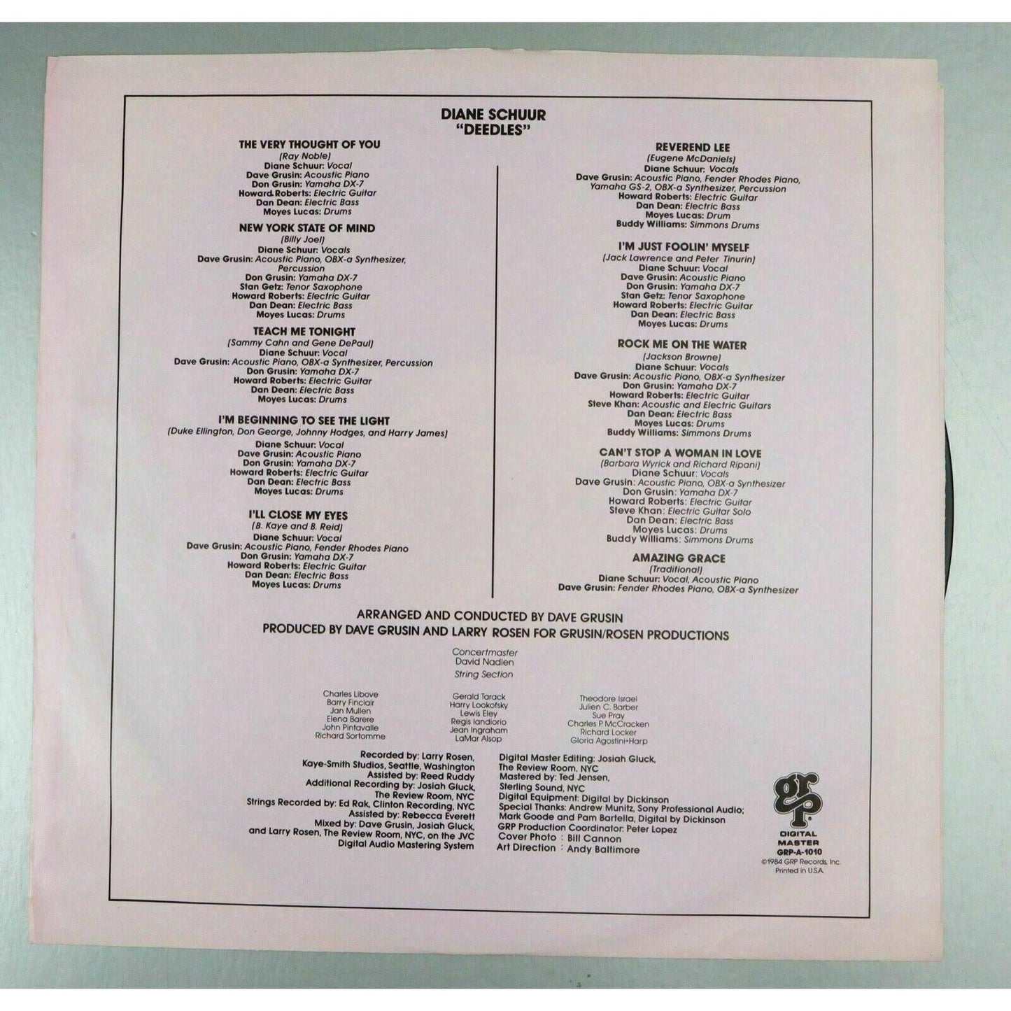 Diane Schuur Deedles PROMO Vinyl Record LP Promotional Copy Jazz Vocals