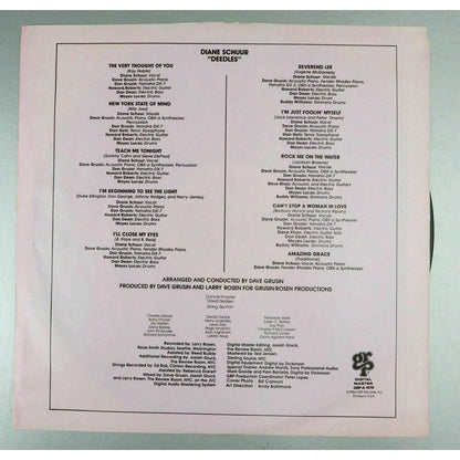 Diane Schuur Deedles PROMO Vinyl Record LP Promotional Copy Jazz Vocals