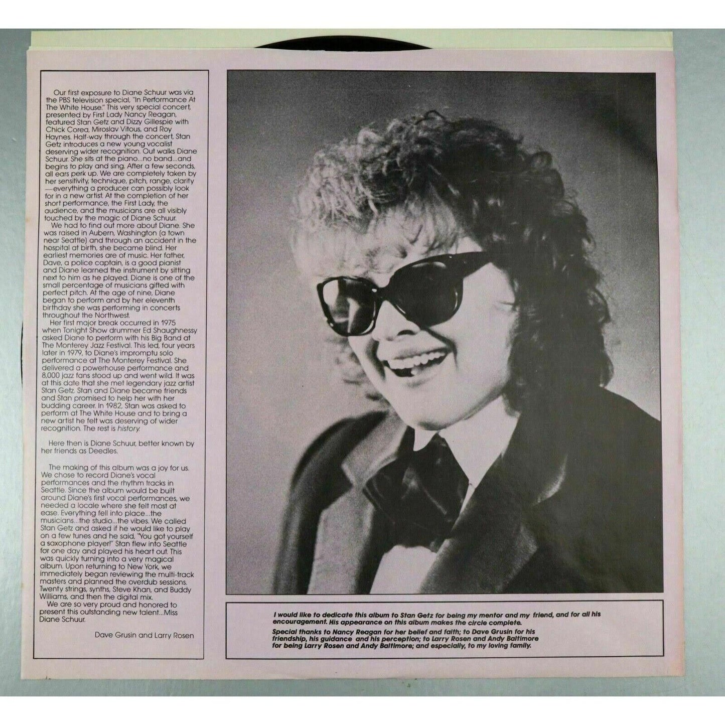Diane Schuur Deedles PROMO Vinyl Record LP Promotional Copy Jazz Vocals