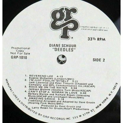 Diane Schuur Deedles PROMO Vinyl Record LP Promotional Copy Jazz Vocals