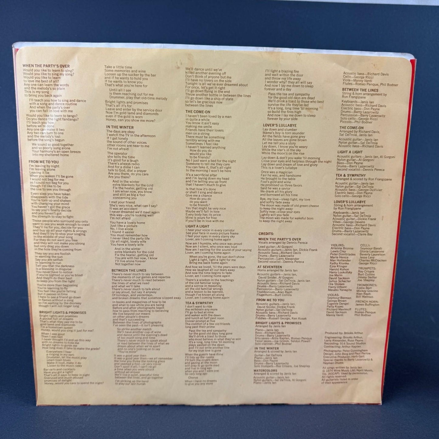 Janis Ian Between The Lines Vinyl Record LP 12" 1975 Columbia PC 33394 - GOOD