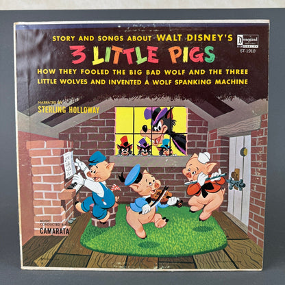 Disneyland Three Little Pigs Vinyl LP Kids 12" Black ST-1910 - GOOD