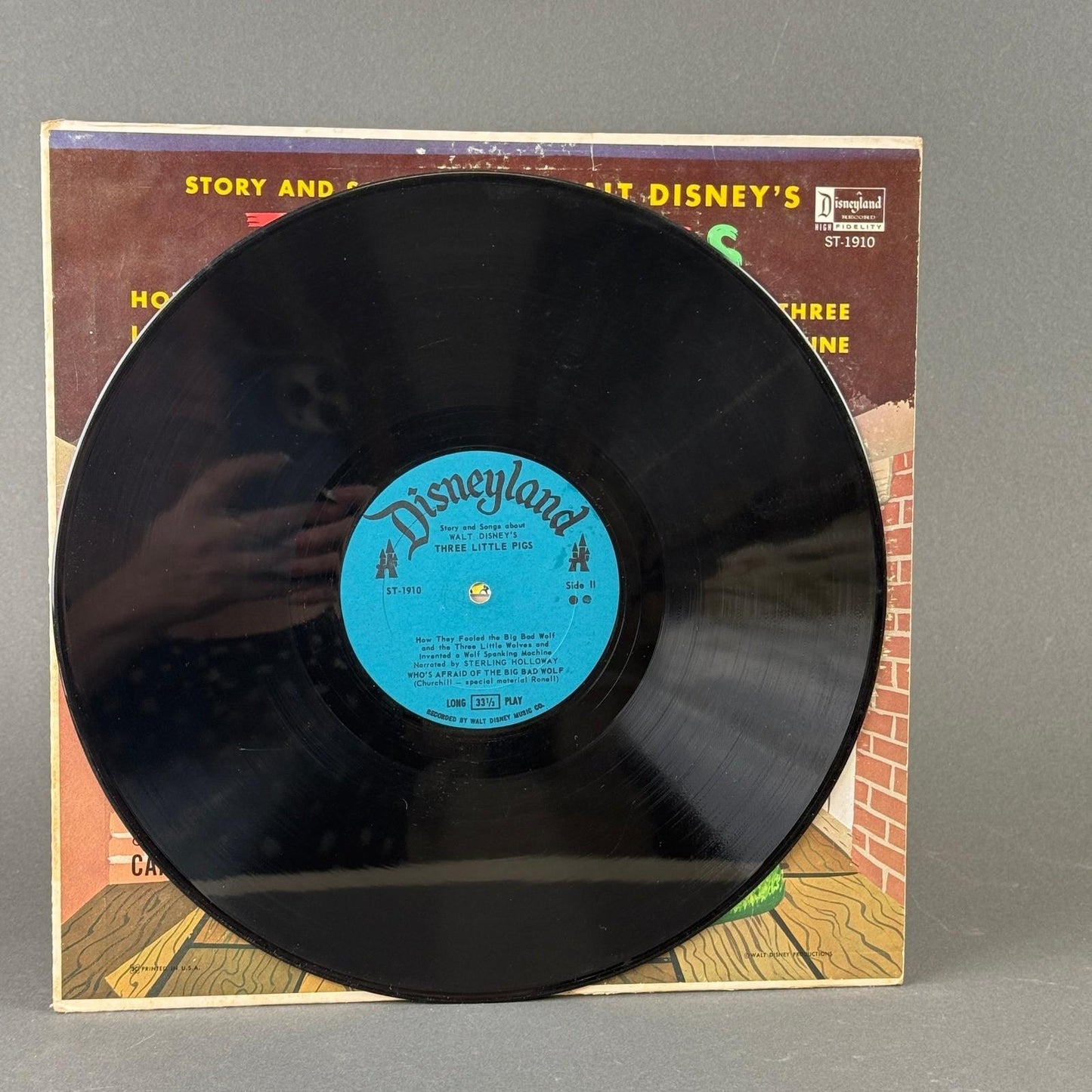 Disneyland Three Little Pigs Vinyl LP Kids 12" Black ST-1910 - GOOD