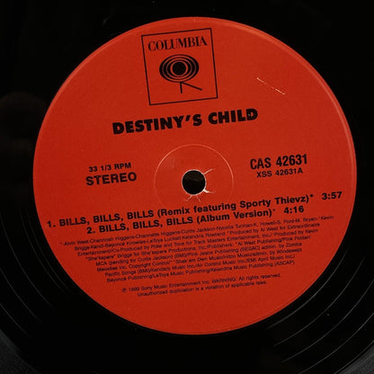 2 LP Destiny's Child Bills Bills Bills Remix Vinyl Record Red Sleeve 1999