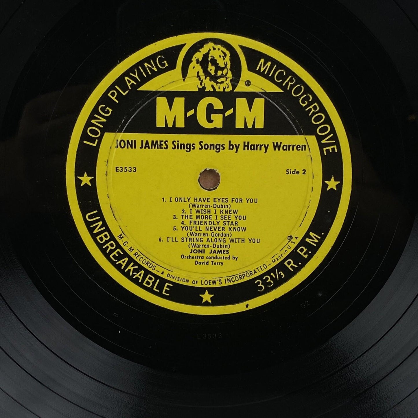 Joni James sings songs by Jerome Kern and songs by H. Warren, vinyl record