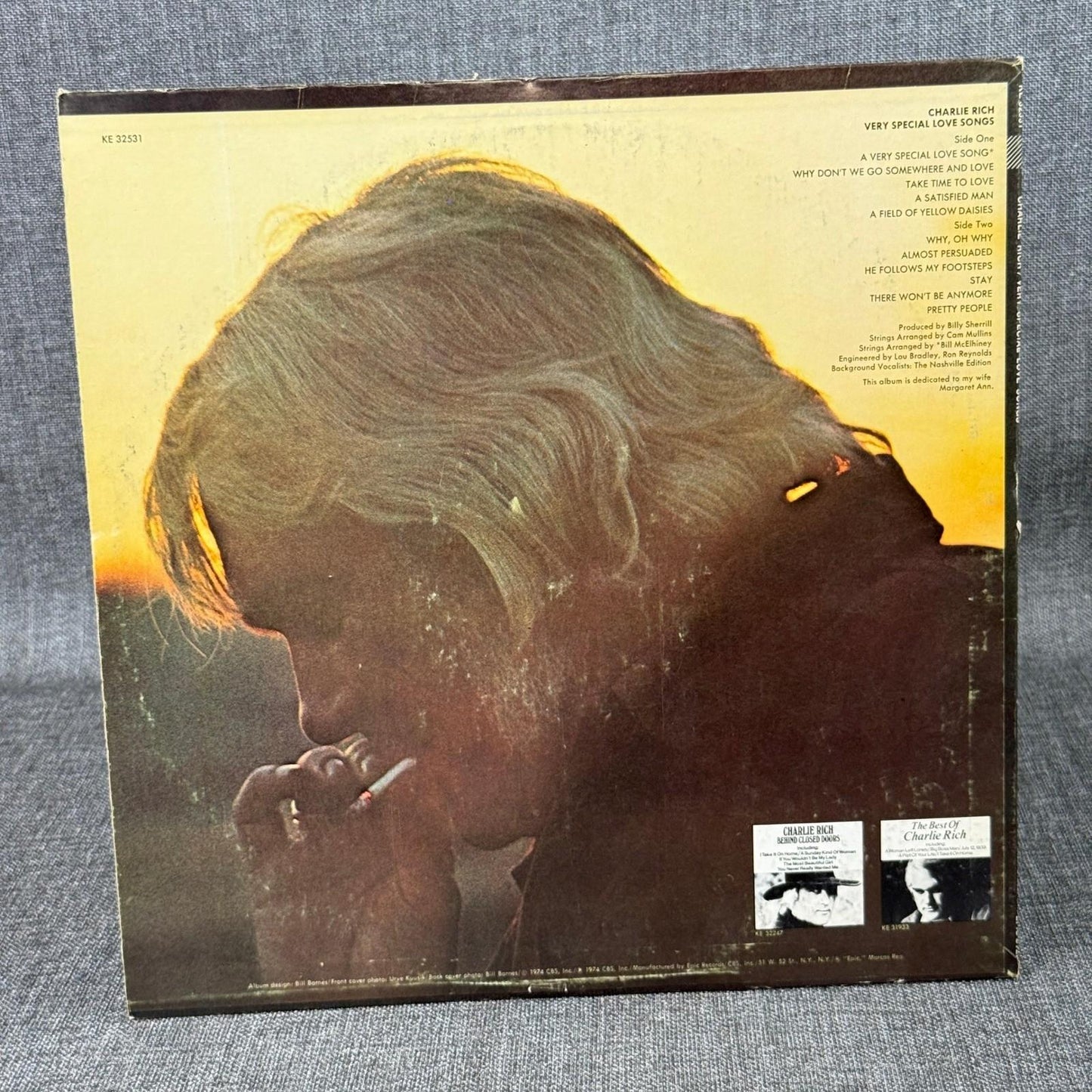 Charlie Rich Very Special Love Songs Vinyl Record LP Epic KE 32531