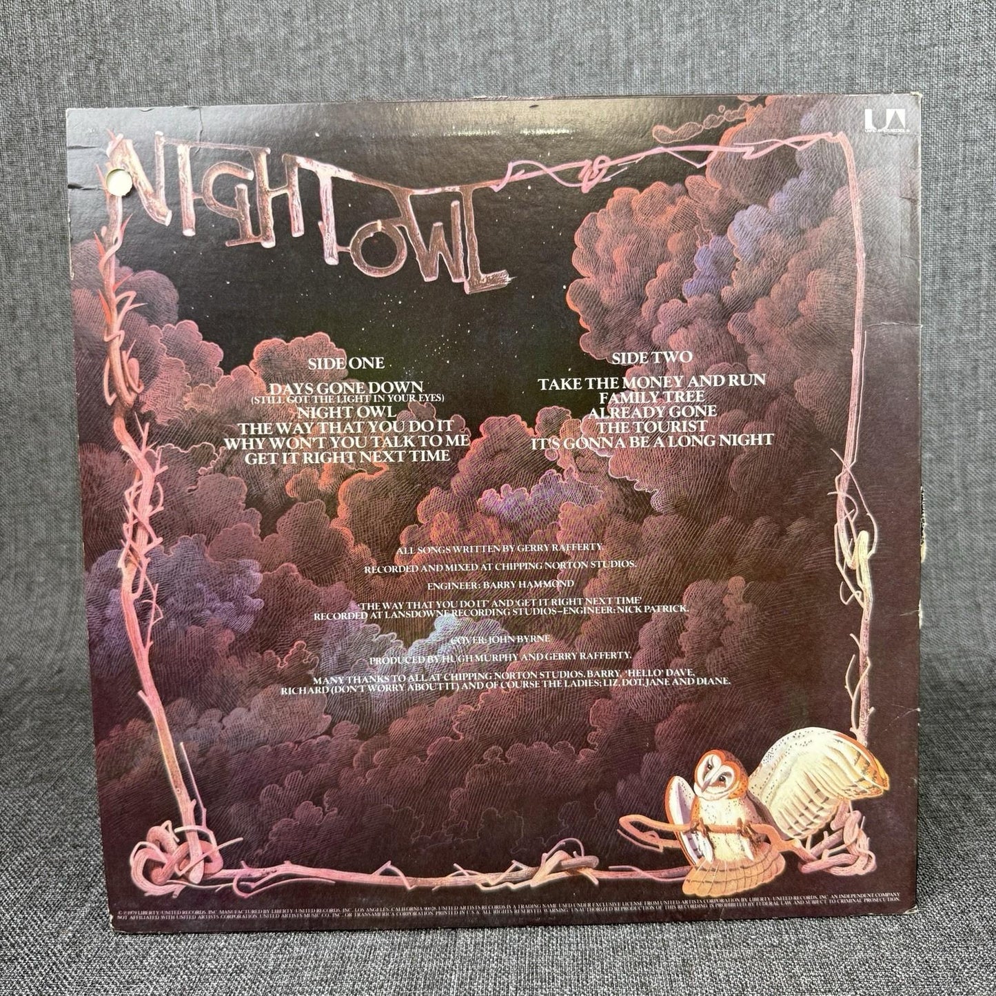 Night Owl by Gerry Rafferty Vinyl Record - EXCELLENT