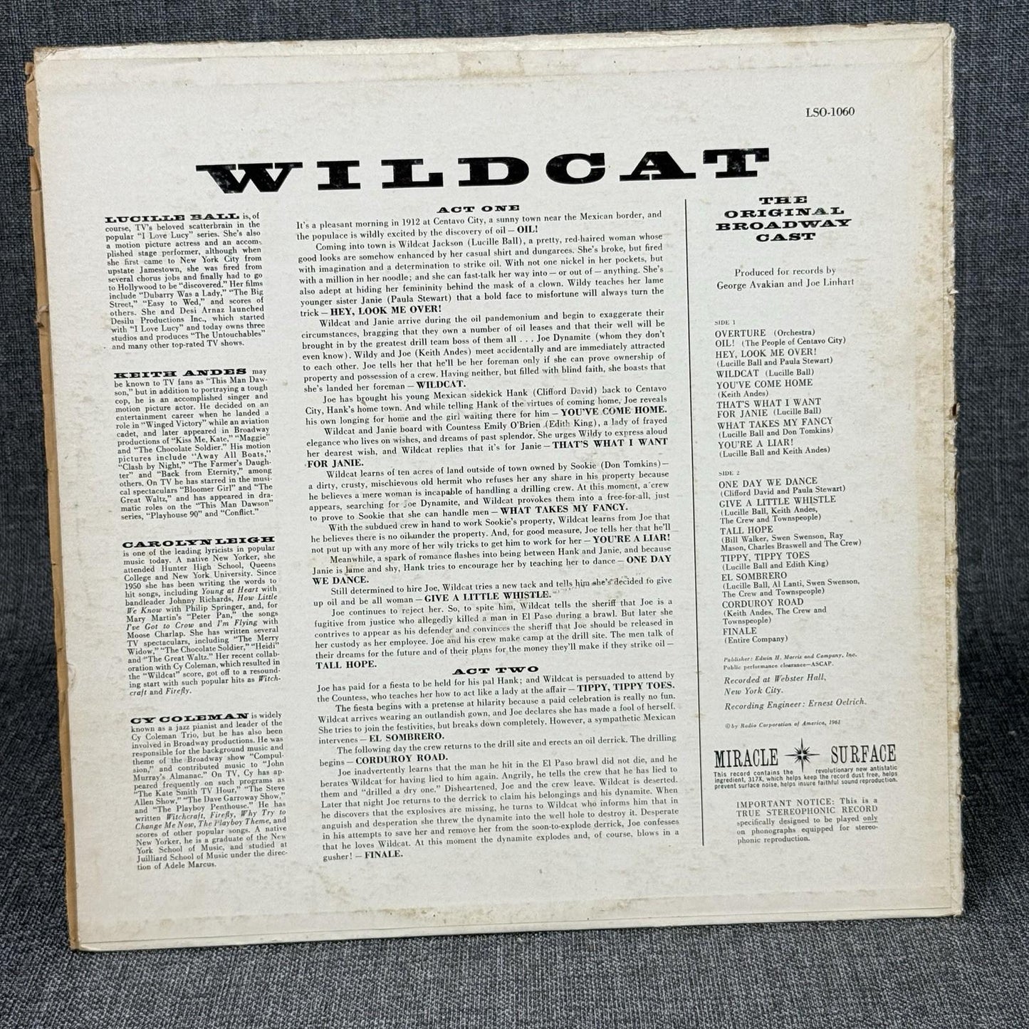 Lucille Ball in Wildcat Musical Vinyl Record - GOOD