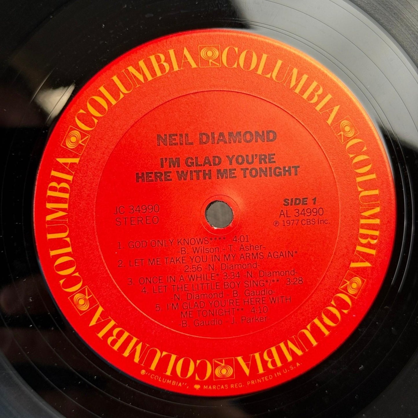 Neil Diamond I'm Glad You're Here With Me Tonight Vinyl Record LP 1977 - EX