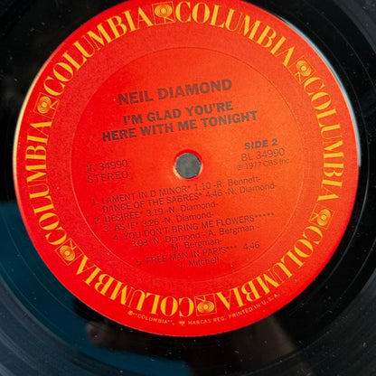 Neil Diamond I'm Glad You're Here With Me Tonight Vinyl Record LP 1977 - EX