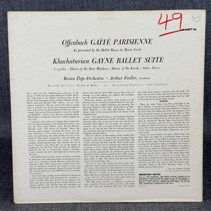 Gaite Parisienne Khachaturian Boston Pops Arthur Fiedler RCA Victor LP