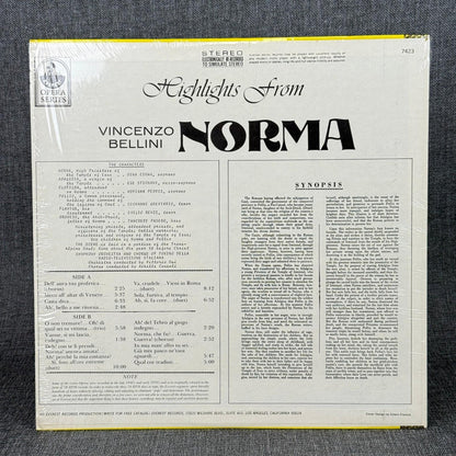 Vincenzo Bellini NORMA Highlights From Opera Series Vinyl Record Album NEAR MINT