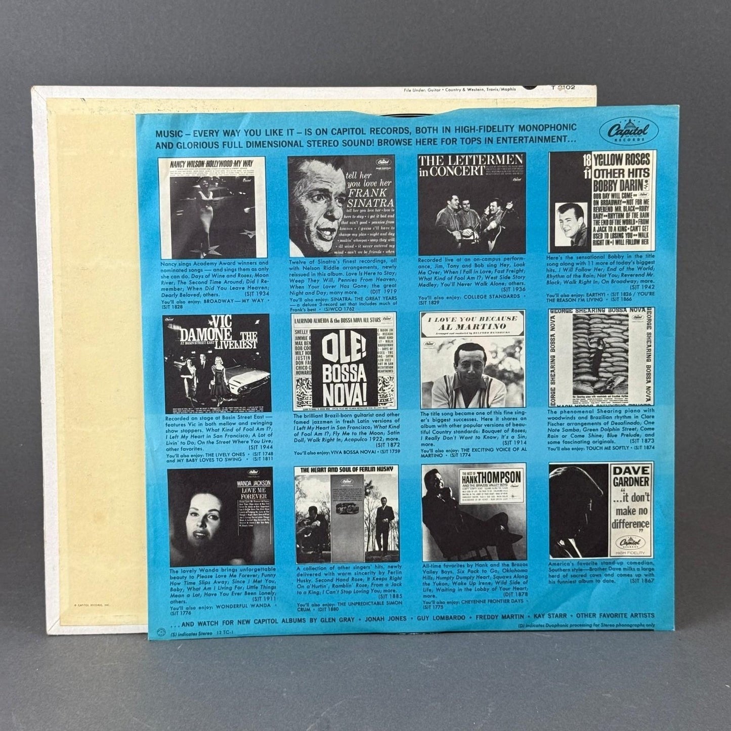 Merle Travis Joe Maphis Vinyl Record LP 12" Country Mono T-2102 Excellent