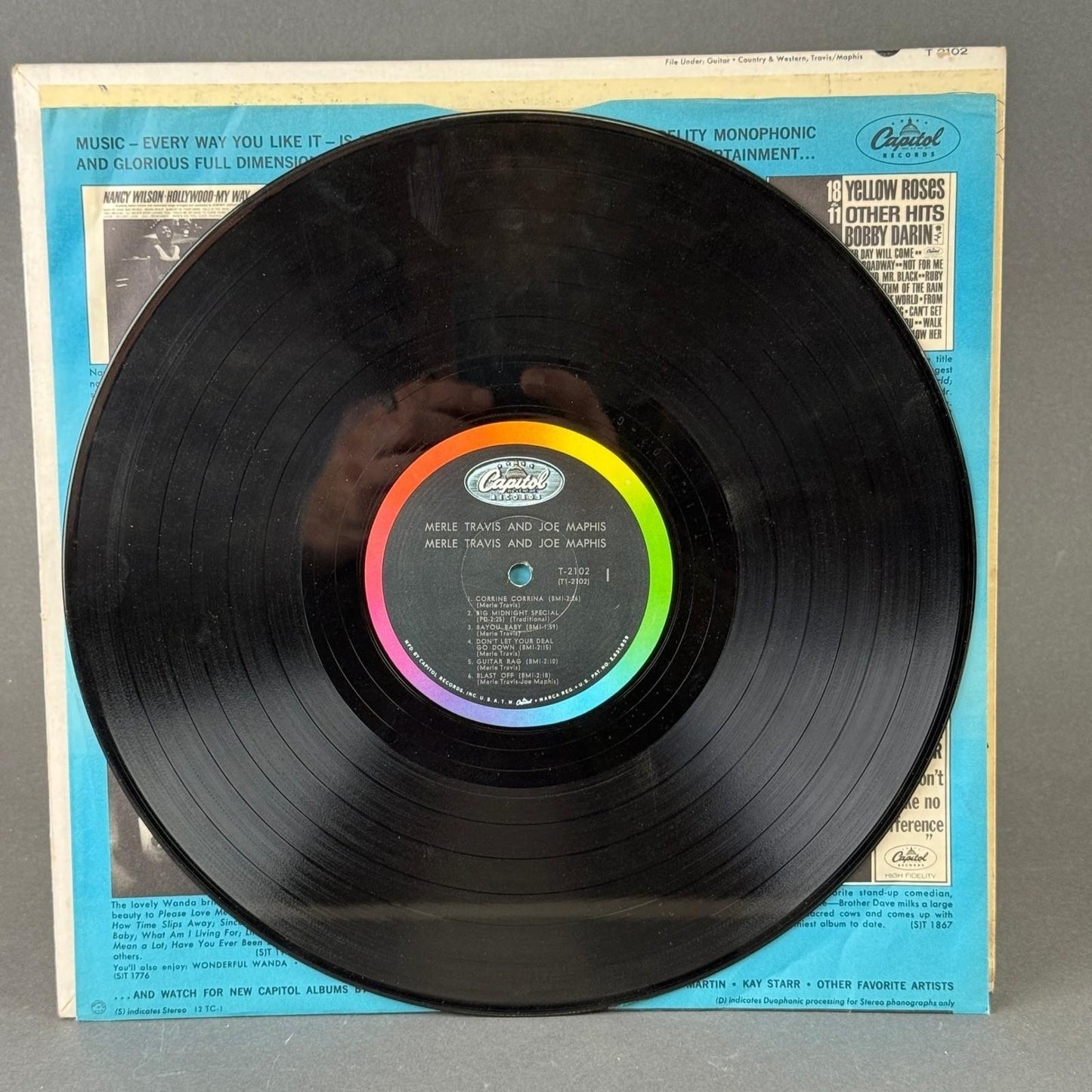 Merle Travis Joe Maphis Vinyl Record LP 12" Country Mono T-2102 Excellent
