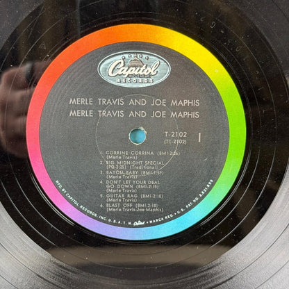 Merle Travis Joe Maphis Vinyl Record LP 12" Country Mono T-2102 Excellent