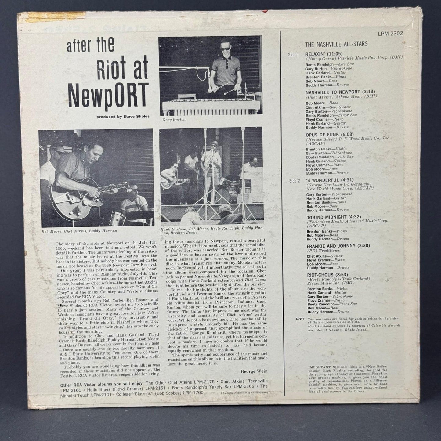 RCA Victor After the Riot at Newport Vinyl Record 12" Jazz LPM-2302 Mono Ex