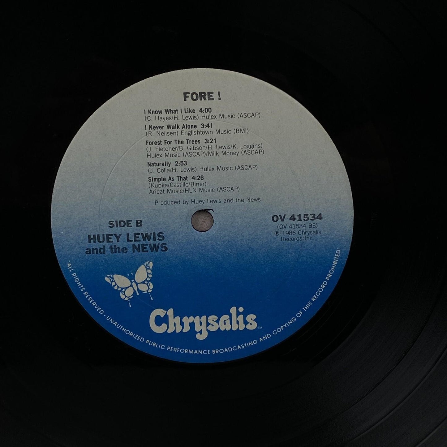 Fore! by Huey Lewis And The News, Vinyl Record 1986 LP
