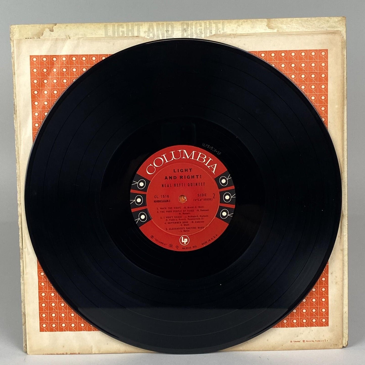 Light and Right! - Neal Hefti Quintet, Columbia Records Six Eye (6 Eye) Vinyl