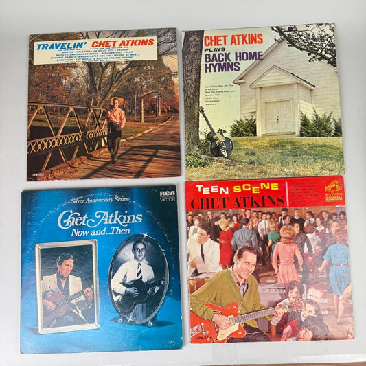 Chet Atkins Vinyl Record Lot of 4: Travelin, Back Home Hymns etc... VG