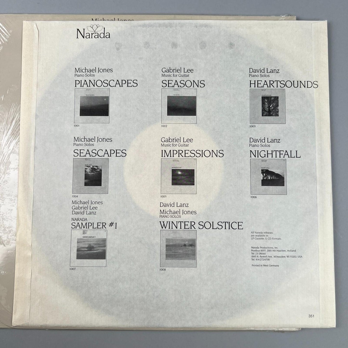 Michael Jones - Pianoscapes Vinyl Record, Near Mint Condition