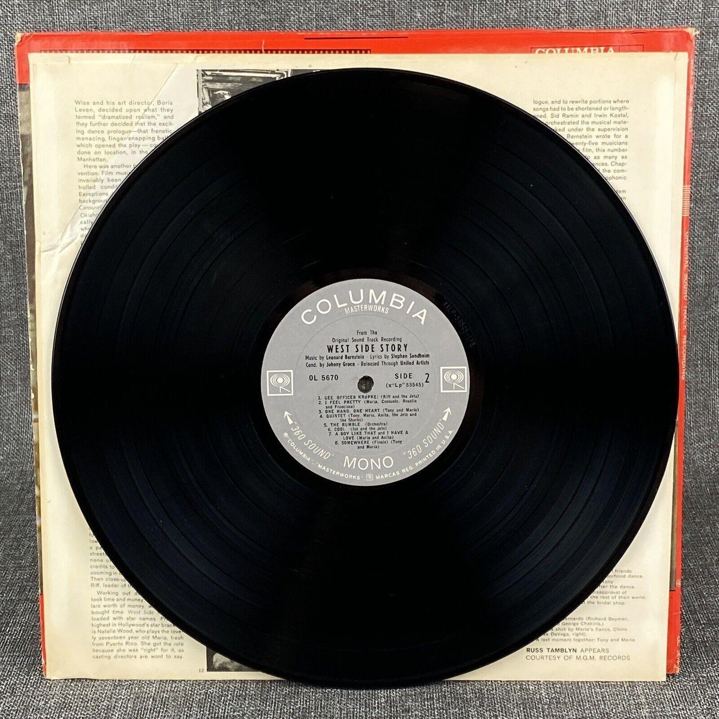 West Side Story Musical Natalie Wood Columbia Masterworks Vinyl Record
